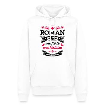 ROMAN UN NOM UNE FIERTÉ AUCUN RIVAL - Sweat à capuche Premium bio Homme - blanc - Devant - Nico (187cm)