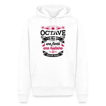 OCTAVE UN NOM UNE FIERTÉ AUCUN RIVAL - Sweat à capuche Premium bio Homme - blanc - Devant - Nico (187cm)