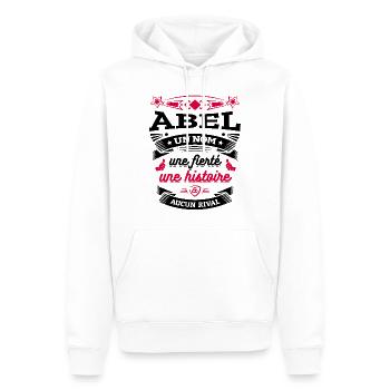 ABEL UN NOM UNE FIERTÉ AUCUN RIVAL - Sweat à capuche Premium bio Homme - blanc - Devant - Nico (187cm)