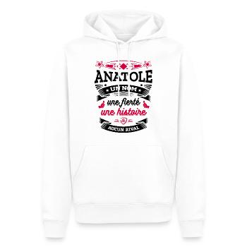 ANATOLE UN NOM UNE FIERTÉ AUCUN RIVAL - Sweat à capuche Premium bio Homme - blanc - Devant - Nico (187cm)