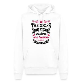 THEODORE UN NOM UNE FIERTÉ AUCUN RIVAL - Sweat à capuche Premium bio Homme - blanc - Devant - Nico (187cm)