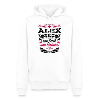 ALEX UN NOM UNE FIERTÉ AUCUN RIVAL - Sweat à capuche Premium bio Homme - blanc - Devant - Nico (187cm)