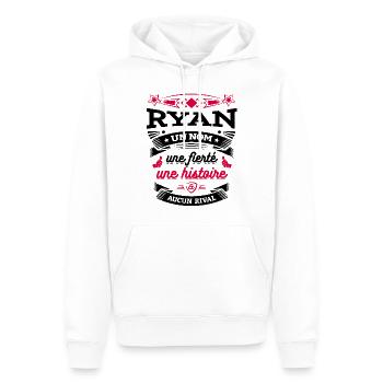 RYAN UN NOM UNE FIERTÉ AUCUN RIVAL - Sweat à capuche Premium bio Homme - blanc - Devant - Nico (187cm)