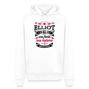 ELLIOT UN NOM UNE FIERTÉ AUCUN RIVAL - Sweat à capuche Premium bio Homme - blanc - Devant - Nico (187cm)