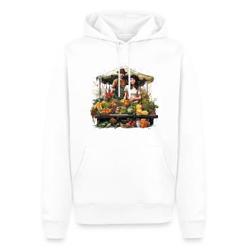 Markt-Mosaik - Männer Premium Bio Hoodie - Weiß - Vorne - Nico (187cm)