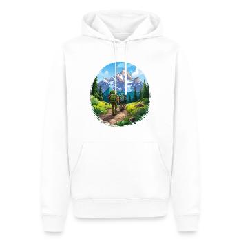 Quête du sommet - Sweat à capuche Premium bio Homme - blanc - Devant - Nico (187cm)