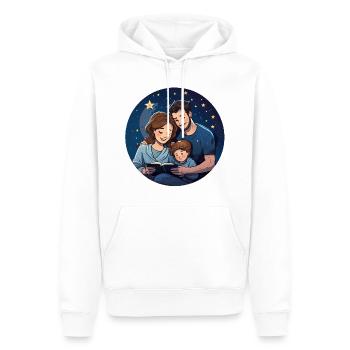 Contes au coucher - Sweat à capuche Premium bio Homme - blanc - Devant - Nico (187cm)