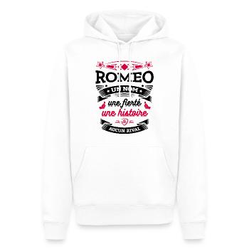 ROMEO UN NOM UNE FIERTÉ AUCUN RIVAL - Sweat à capuche Premium bio Homme - blanc - Devant - Nico (187cm)