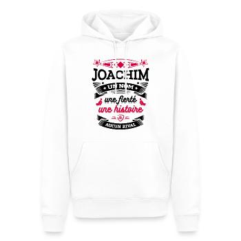 JOACHIM UN NOM UNE FIERTÉ AUCUN RIVAL - Sweat à capuche Premium bio Homme - blanc - Devant - Nico (187cm)