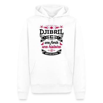 DJIBRIL UN NOM UNE FIERTÉ AUCUN RIVAL - Sweat à capuche Premium bio Homme - blanc - Devant - Nico (187cm)