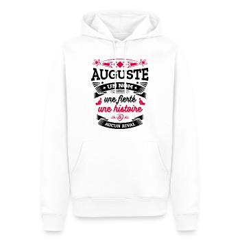 AUGUSTE UN NOM UNE FIERTÉ AUCUN RIVAL - Sweat à capuche Premium bio Homme - blanc - Devant - Nico (187cm)