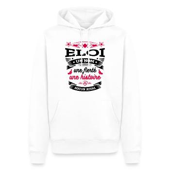 ELOI UN NOM UNE FIERTÉ AUCUN RIVAL - Sweat à capuche Premium bio Homme - blanc - Devant - Nico (187cm)