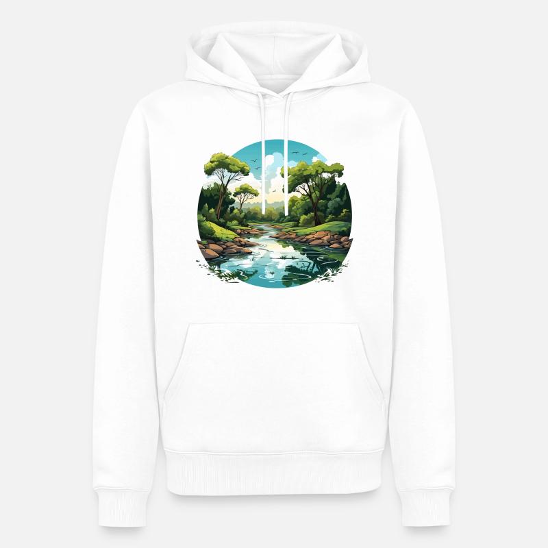 Rythmes du fleuve - Sweat à capuche Premium bio Homme - blanc