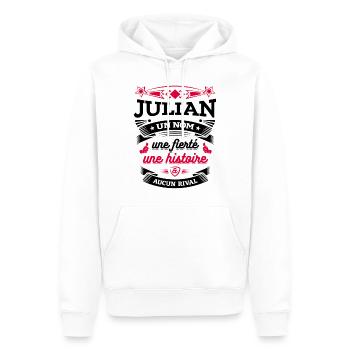 JULIAN UN NOM UNE FIERTÉ AUCUN RIVAL - Sweat à capuche Premium bio Homme - blanc - Devant - Nico (187cm)
