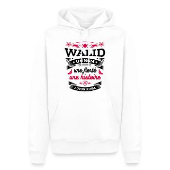 WALID UN NOM UNE FIERTÉ AUCUN RIVAL - Sweat à capuche Premium bio Homme - blanc - Devant - Nico (187cm)