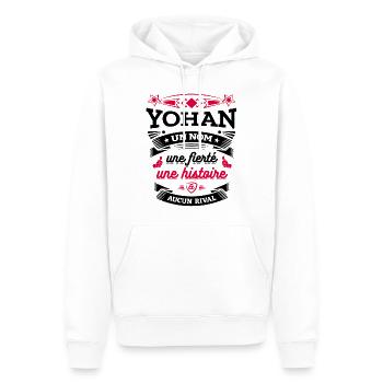 YOHAN UN NOM UNE FIERTÉ AUCUN RIVAL - Sweat à capuche Premium bio Homme - blanc - Devant - Nico (187cm)