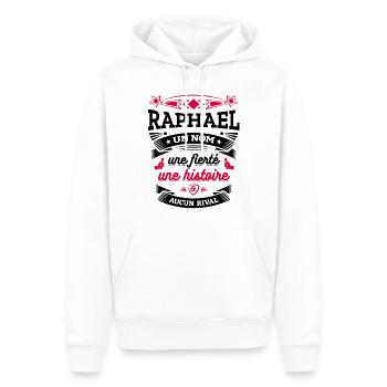 RAPHAEL UN NOM UNE FIERTÉ AUCUN RIVAL - Sweat à capuche Premium bio Homme - blanc - Devant - Nico (187cm)