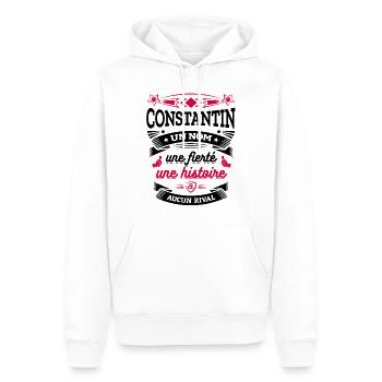CONSTANTIN UN NOM UNE FIERTÉ AUCUN RIVAL - Sweat à capuche Premium bio Homme - blanc - Devant - Nico (187cm)