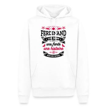 FERDINAND UN NOM UNE FIERTÉ AUCUN RIVAL - Sweat à capuche Premium bio Homme - blanc - Devant - Nico (187cm)