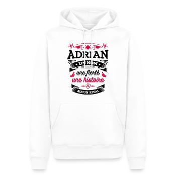ADRIAN UN NOM UNE FIERTÉ AUCUN RIVAL - Sweat à capuche Premium bio Homme - blanc - Devant - Nico (187cm)