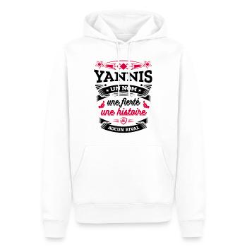 YANNIS UN NOM UNE FIERTÉ AUCUN RIVAL - Sweat à capuche Premium bio Homme - blanc - Devant - Nico (187cm)