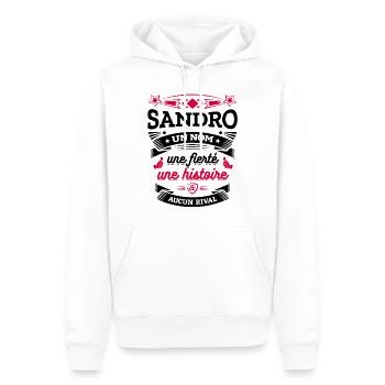 SANDRO UN NOM UNE FIERTÉ AUCUN RIVAL - Sweat à capuche Premium bio Homme - blanc - Devant - Nico (187cm)