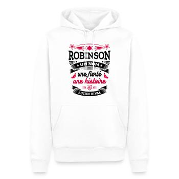 ROBINSON UN NOM UNE FIERTÉ AUCUN RIVAL - Sweat à capuche Premium bio Homme - blanc - Devant - Nico (187cm)