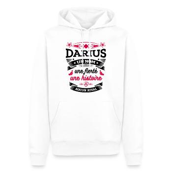 DARIUS UN NOM UNE FIERTÉ AUCUN RIVAL - Sweat à capuche Premium bio Homme - blanc - Devant - Nico (187cm)