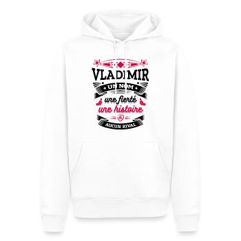 VLADIMIR UN NOM UNE FIERTÉ AUCUN RIVAL - Sweat à capuche Premium bio Homme - blanc - Devant - Nico (187cm)