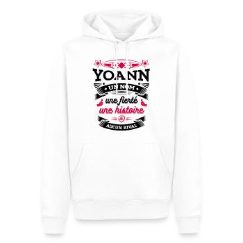 YOANN UN NOM UNE FIERTÉ AUCUN RIVAL - Sweat à capuche Premium bio Homme - blanc - Devant - Nico (187cm)