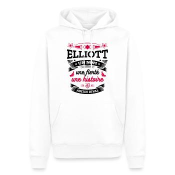 ELLIOTT UN NOM UNE FIERTÉ AUCUN RIVAL - Sweat à capuche Premium bio Homme - blanc - Devant - Nico (187cm)