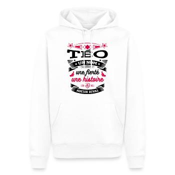 TÉO UN NOM UNE FIERTÉ AUCUN RIVAL - Sweat à capuche Premium bio Homme - blanc - Devant - Nico (187cm)