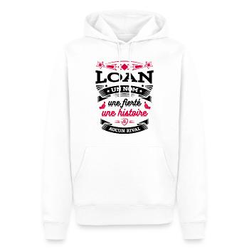LOAN UN NOM UNE FIERTÉ AUCUN RIVAL - Sweat à capuche Premium bio Homme - blanc - Devant - Nico (187cm)