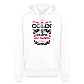 COLIN UN NOM UNE FIERTÉ AUCUN RIVAL - Sweat à capuche Premium bio Homme - blanc - Devant - Nico (187cm)