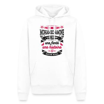 MOHAMED-AMINE UN NOM UNE FIERTÉ AUCUN RIVAL - Sweat à capuche Premium bio Homme - blanc - Devant - Nico (187cm)