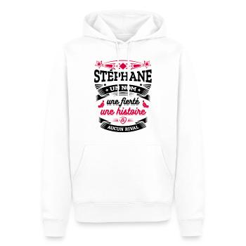 STÉPHANE UN NOM UNE FIERTÉ AUCUN RIVAL - Sweat à capuche Premium bio Homme - blanc - Devant - Nico (187cm)