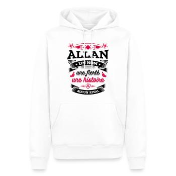 ALLAN UN NOM UNE FIERTÉ AUCUN RIVAL - Sweat à capuche Premium bio Homme - blanc - Devant - Nico (187cm)
