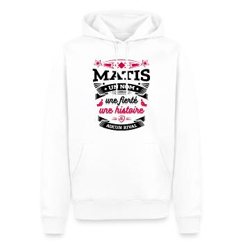 MATIS UN NOM UNE FIERTÉ AUCUN RIVAL - Sweat à capuche Premium bio Homme - blanc - Devant - Nico (187cm)