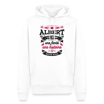 ALBERT UN NOM UNE FIERTÉ AUCUN RIVAL - Sweat à capuche Premium bio Homme - blanc - Devant - Nico (187cm)