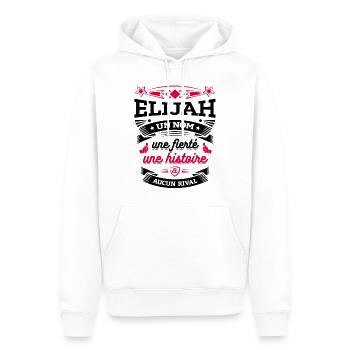 ELIJAH UN NOM UNE FIERTÉ AUCUN RIVAL - Sweat à capuche Premium bio Homme - blanc - Devant - Nico (187cm)