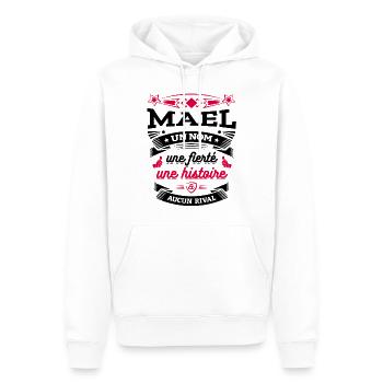 MAEL UN NOM UNE FIERTÉ AUCUN RIVAL - Sweat à capuche Premium bio Homme - blanc - Devant - Nico (187cm)