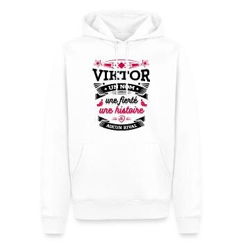 VIKTOR UN NOM UNE FIERTÉ AUCUN RIVAL - Sweat à capuche Premium bio Homme - blanc - Devant - Nico (187cm)