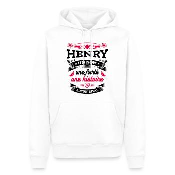 HENRY UN NOM UNE FIERTÉ AUCUN RIVAL - Sweat à capuche Premium bio Homme - blanc - Devant - Nico (187cm)