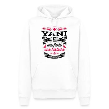 YANI UN NOM UNE FIERTÉ AUCUN RIVAL - Sweat à capuche Premium bio Homme - blanc - Devant - Nico (187cm)