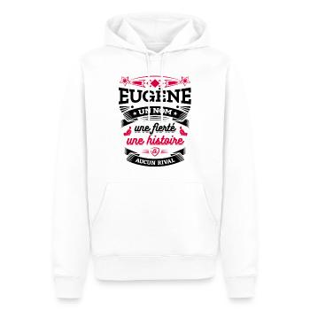 EUGÈNE UN NOM UNE FIERTÉ AUCUN RIVAL - Sweat à capuche Premium bio Homme - blanc - Devant - Nico (187cm)
