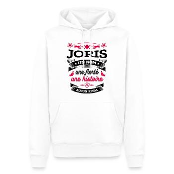 JORIS UN NOM UNE FIERTÉ AUCUN RIVAL - Sweat à capuche Premium bio Homme - blanc - Devant - Nico (187cm)