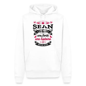 SEAN UN NOM UNE FIERTÉ AUCUN RIVAL - Sweat à capuche Premium bio Homme - blanc - Devant - Nico (187cm)