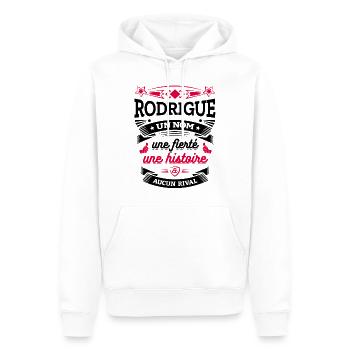 RODRIGUE UN NOM UNE FIERTÉ AUCUN RIVAL - Sweat à capuche Premium bio Homme - blanc - Devant - Nico (187cm)