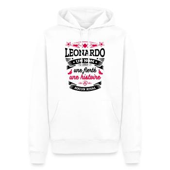 LEONARDO UN NOM UNE FIERTÉ AUCUN RIVAL - Sweat à capuche Premium bio Homme - blanc - Devant - Nico (187cm)