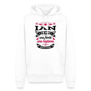 IAN UN NOM UNE FIERTÉ AUCUN RIVAL - Sweat à capuche Premium bio Homme - blanc - Devant - Nico (187cm)